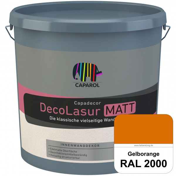 Capadecor DecoLasur Matt (RAL 2000 Gelborange) Matte Lasurfarbe auf Dispersionsbasis (innen)