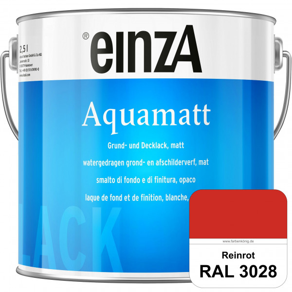 einzA Aquamatt (RAL 3028 Reinrot) Wasserverdünnbare Vorstreichfarbe & matte Lackfarbe