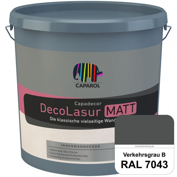 Capadecor DecoLasur Matt (RAL 7043 Verkehrsgrau B) Matte Lasurfarbe auf Dispersionsbasis (innen)