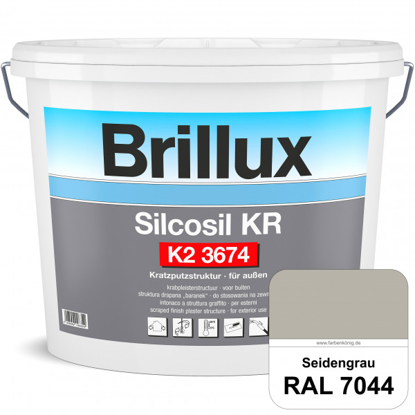 Silcosil KR K2 3674 (RAL 7044 Seidengrau) siliconverstärkter Dekorputz, Kratzputzstruktur, wetterbes