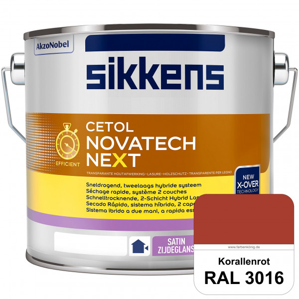 Cetol Novatech neXt (RAL 3016 Korallenrot) Schnelltrocknende Hybrid-Lasur mit höchster Wetterbeständ