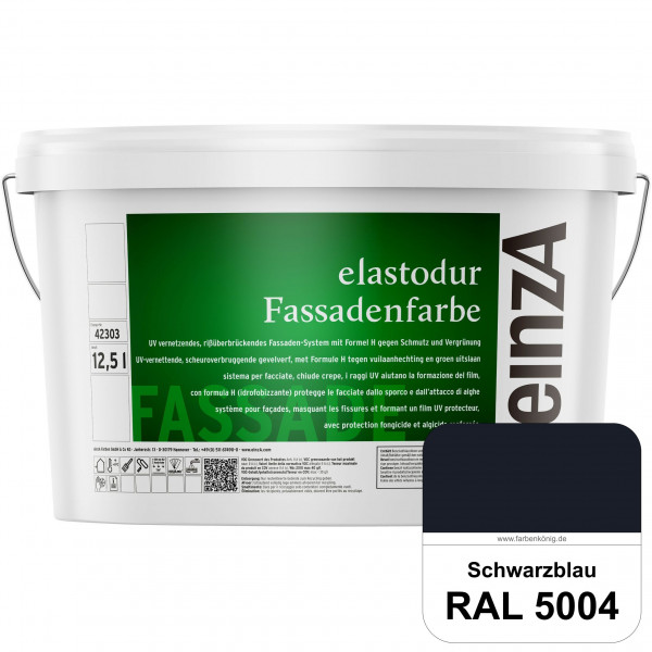 einzA elastodur Fassadenfarbe (RAL 5004 Schwarzblau) UV-vernetzendes & rissüberbrückendes Fassadenfa