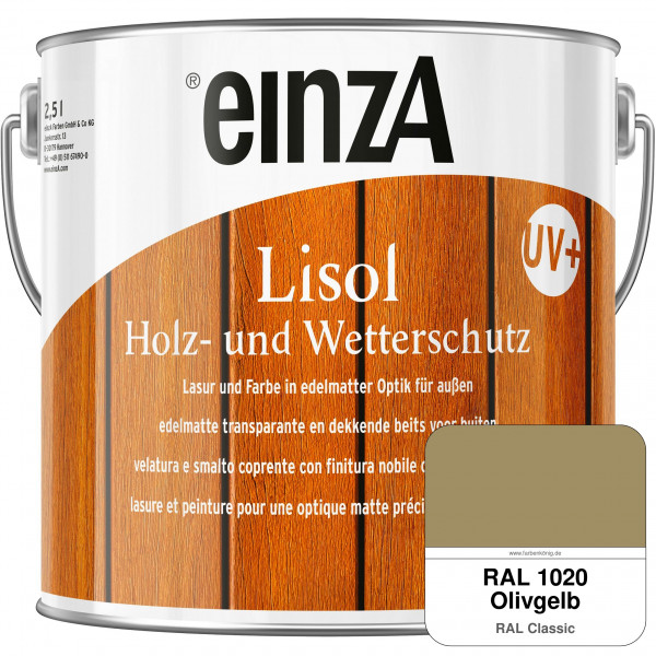 einzA Lisol Holz- und Wetterschutz Lasur und Farbe (RAL 1020 Olivgelb)