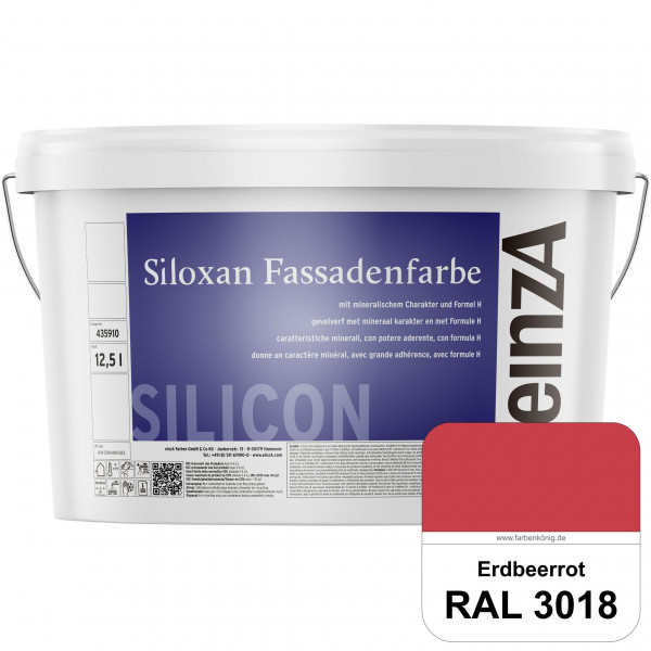 einzA Siloxan Fassadenfarbe (RAL 3018 Erdbeerrot) Siliconvergütete Fassadenfarbe