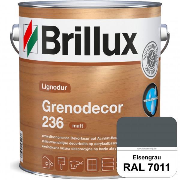 Grenodecor 236 (RAL 7011 Eisengrau) Umwelt- und gesundheitsschonende, diffusionsfähige Dekorlasur mi