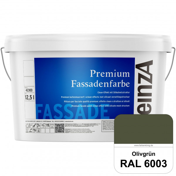 einzA Premium Fassadenfarbe (RAL 6003 Olivgrün) Hochwertige Fassadenfarbe mit Clean-Effekt