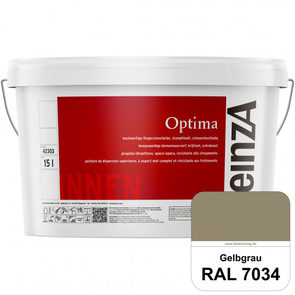 einzA Optima (RAL 7034 Gelbgrau) Stumpfmatte Dispersionsfarbe für hochwertige Anstriche