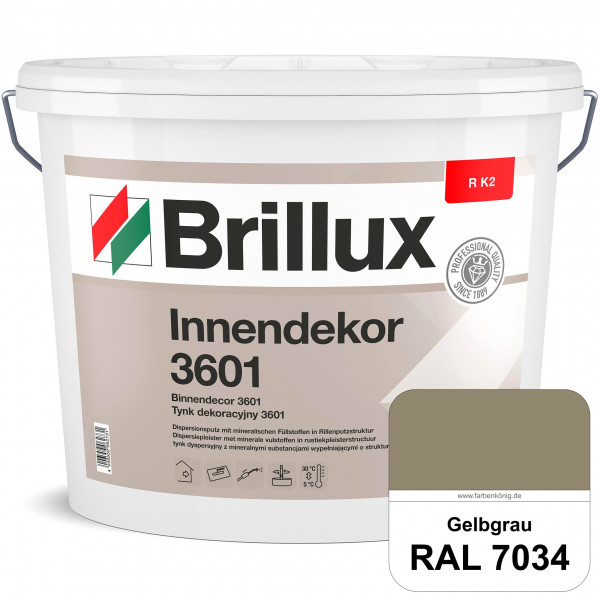 Innendekor ELF R K2 3601 (RAL 7034 Gelbgrau) Rillenputz zur Erzielung dekorativer und strapazierfähi