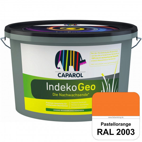 IndekoGeo (RAL 2003 Pastellorange) Ressourcenschonende Premium Innenfarbe für stumpfmatte Oberfläche