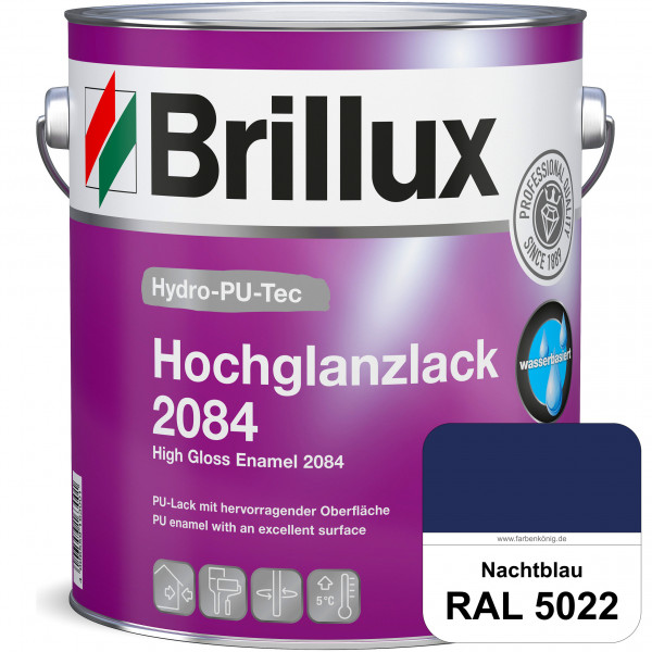 Hydro-PU-Tec Hochglanzlack 2084 (RAL 5022 Nachtblau) wasserbasierter Hochglanzlack für Holz, Zink, A