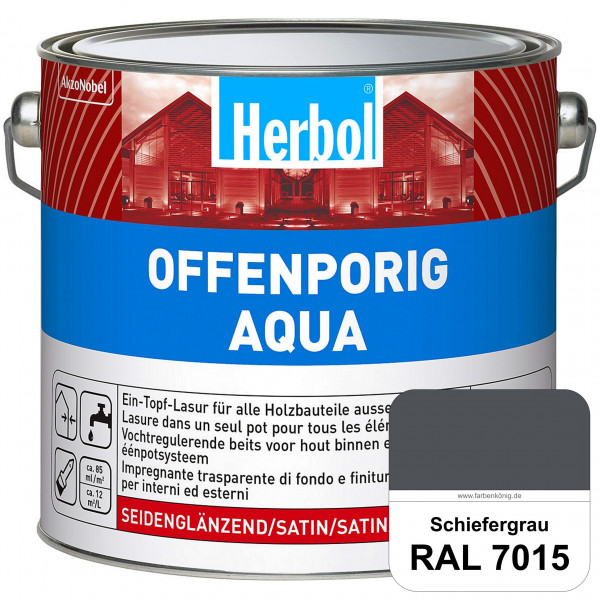 Offenporig Aqua (RAL 7015 Schiefergrau) Wasserverdünnbar & hochwertige Ein-Topf-Holzlasur - Feuchtes