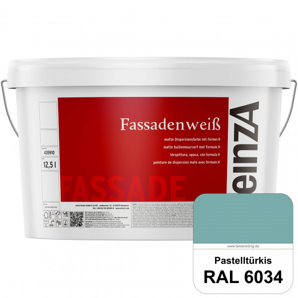 einzA Fassadenweiß (RAL 6034 Pastelltürkis) Sil-Fassadenfarbe gegen Schmutz & Vergrünung