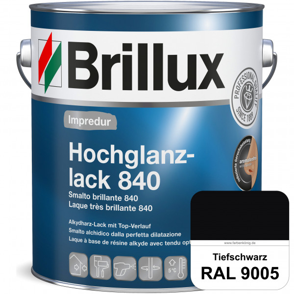 Impredur Hochglanzlack 840 (RAL 9005 Tiefschwarz) für Holz- und Metallflächen (löselmittelhaltig) in