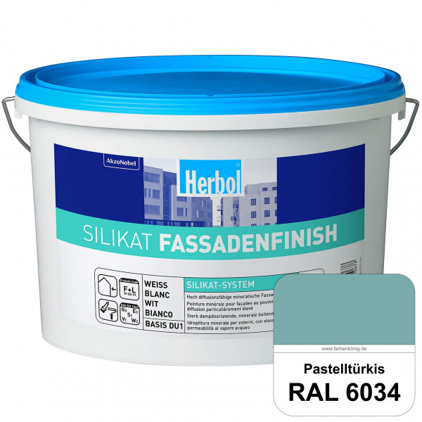 Silikat FassadenFinish (RAL 6034 Pastelltürkis) mineralische Fassadenfarbe für den natürlichen Fassa
