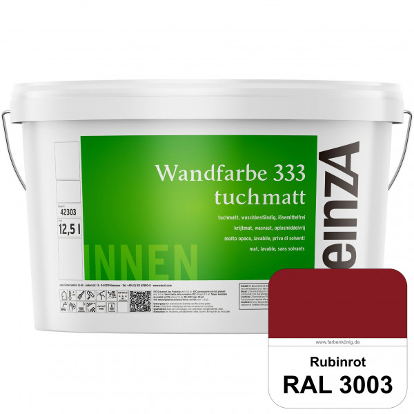 einzA Wandfarbe 333 tuchmatt (RAL 3003 Rubinrot) Hochdeckende, waschbeständige Wandfarbe