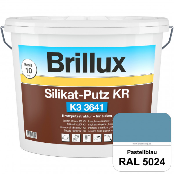 Silikat-Putz KR K3 3641 (RAL 5024 Pastellblau) Dekorativer Kratzputz auf Silikatbasis