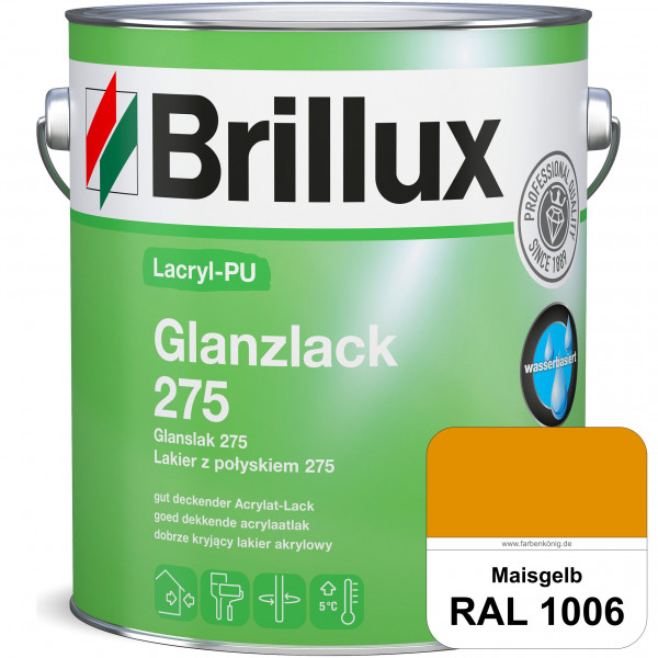 Lacryl-PU Glanzlack 275 (RAL 1006 Maisgelb) Glänzender Lack (wasserbasiert) für z. B. Holz, Zink, Al