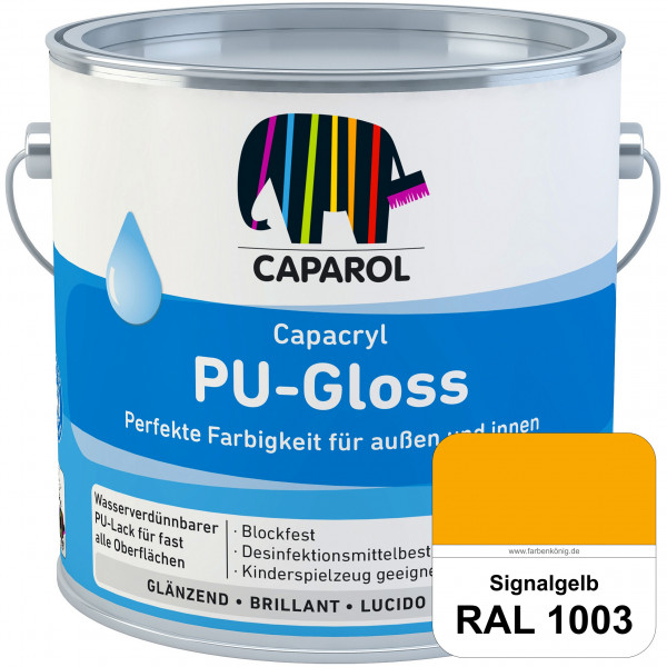 Capacryl PU-Gloss (RAL 1003 Signalgelb) glänzender & wasserbasierter Lack (innen & außen)