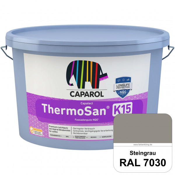 Capatect ThermoSan® Fassadenputz NQG® (K 15) (RAL 7030 Steingrau) Kratzputz-Struktur in Körnung 1,5
