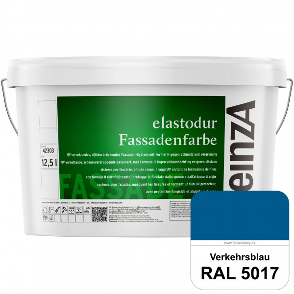 einzA elastodur Fassadenfarbe (RAL 5017 Verkehrsblau) UV-vernetzendes & rissüberbrückendes Fassadenf