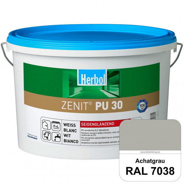 Zenit PU 30 (RAL 7038 Achatgrau) seidenglänzende und strapazierfähige PU-Wandfarbe