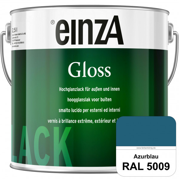 einzA Gloss (RAL 5009 Azurblau) Hochwertiger Alkydharzlack in Premium-Qualität, hochglänzend.