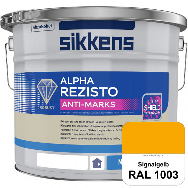 Alpha Rezisto Anti-Marks (RAL 1003 Signalgelb) Extrem widerstandsfähige Innenwandfarbe
