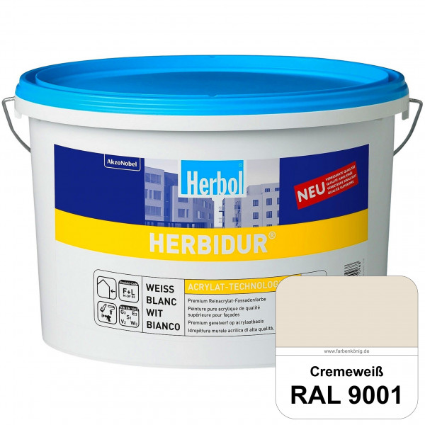 Herbidur (RAL 9001 Cremeweiß) Reinacrylat-Fassadenfarbe mit Langzeitwetterschutz