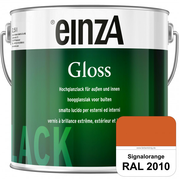 einzA Gloss (RAL 2010 Signalorange) Hochwertiger Alkydharzlack in Premium-Qualität, hochglänzend.