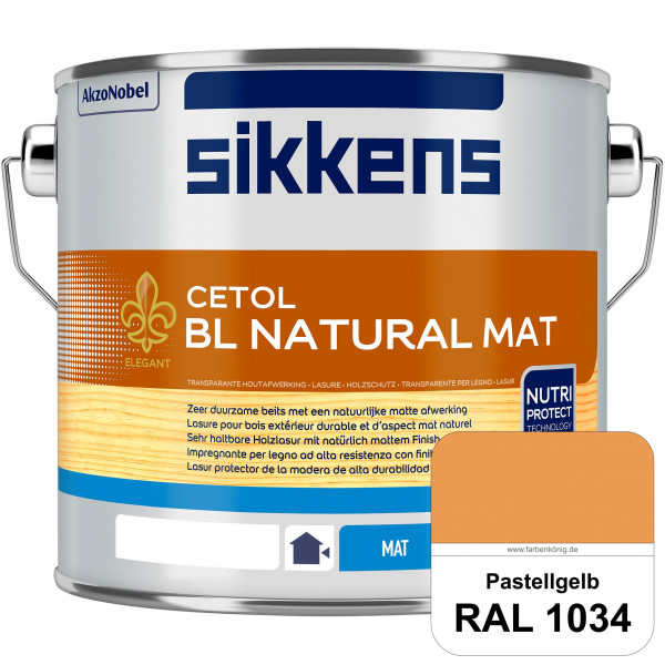 Cetol BL Natural Mat (RAL 1034 Pastellgelb) Matte, wasserverdünnnbare Dünnschichtlasur