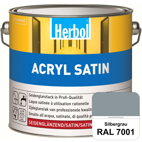Acryl Satin (RAL 7001 Silbergrau) wasserverdünnbarer seidenglänzender Lack (Innen & Außen)