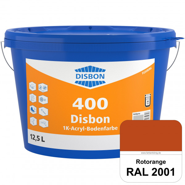 Disbon 400 1K-Acryl-Bodenfarbe (RAL 2001 Rotorange) Dispersionsbeschichtung für mineralische Bodenfl