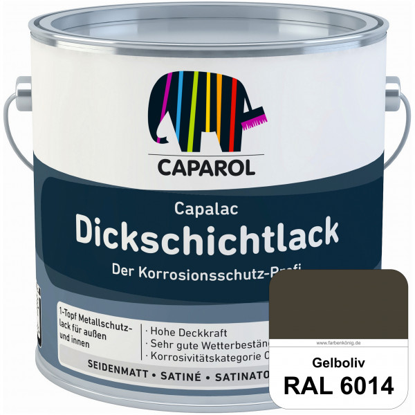 Capalac Dickschichtlack (RAL 6014 Gelboliv) 1-Topf Metallschutzlack (löselmittelhaltig) innen & auße