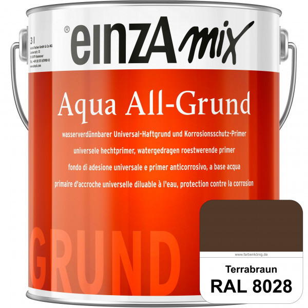 einzA Aqua All-Grund (RAL 8028 Terrabraun) Wasserverdünnbarer Haftgrund & Korrosionsschutz-Primer
