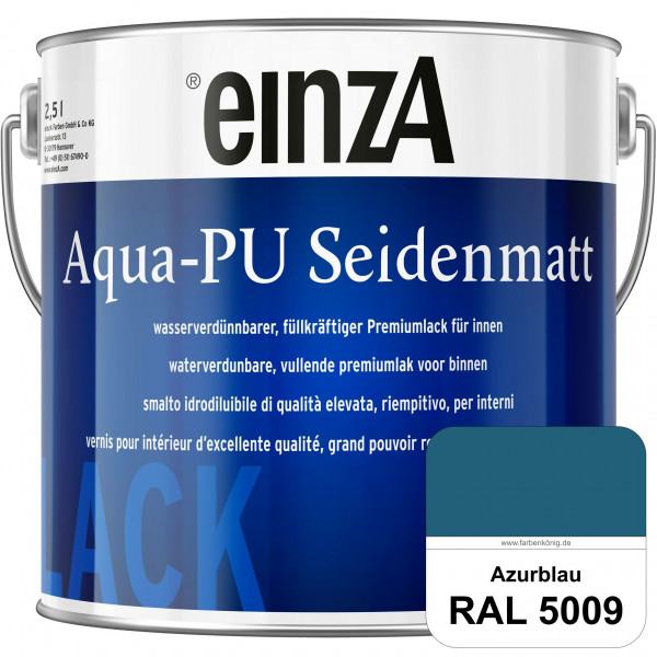 einzA Aqua-PU seidenmatt (RAL 5009 Azurblau) wasserverdünnbarer Premiumlack für innen