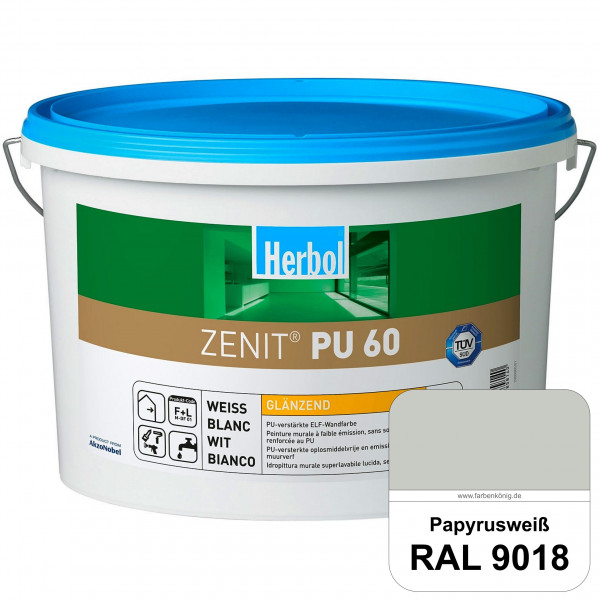 Zenit PU 60 (RAL 9018 Papyrusweiß) glänzende und strapazierfähige PU-Wandfarbe