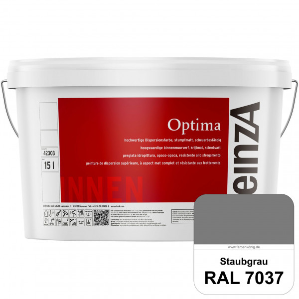 einzA Optima (RAL 7037 Staubgrau) Stumpfmatte Dispersionsfarbe für hochwertige Anstriche