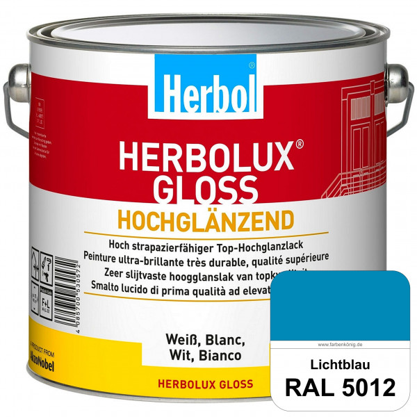 Herbolux Gloss (RAL 5012 Lichtblau) strapazierfähiger Top-Hochglanzlack (lösemittelhaltig) für innen