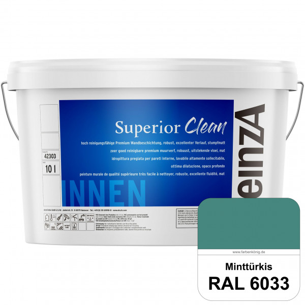 einzA Superior Clean (RAL 6033 Minttürkis) Hoch reinigungsfähige, stumpfmatte Premium-Wandbeschichtu