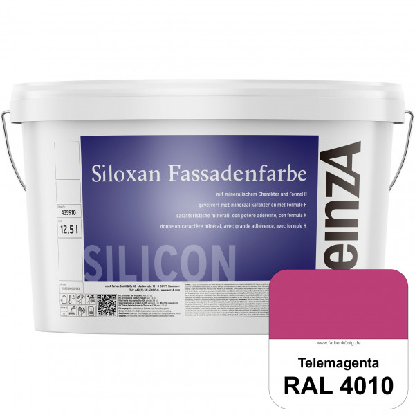 einzA Siloxan Fassadenfarbe (RAL 4010 Telemagenta) Siliconvergütete Fassadenfarbe