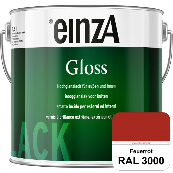 einzA Gloss (RAL 3000 Feuerrot) Hochwertiger Alkydharzlack in Premium-Qualität, hochglänzend.