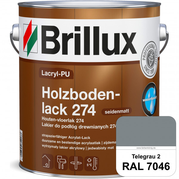 Lacryl-PU Holzbodenlack 274 (RAL 7046 Telegrau 2) hochwertige & widerstandsfähige, deckende Versiege