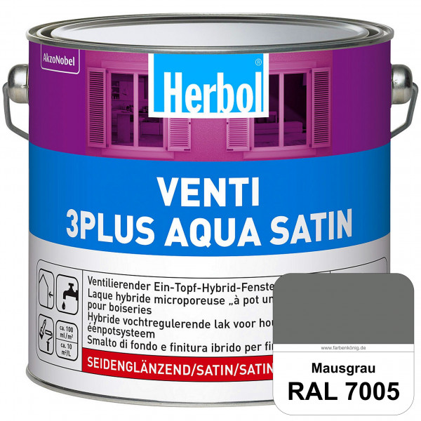 Venti 3Plus Aqua Satin (RAL 7005 Mausgrau) wasserbasierter & feuchtigkeitregulierender Ein-Topf-Fens