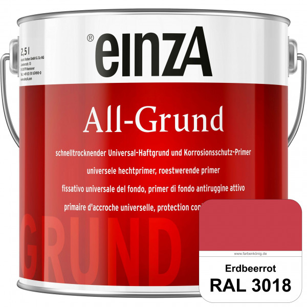 einzA All-Grund (RAL 3018 Erdbeerrot) Schnelltrocknender Haftgrund & Korrosionsschutz-Primer