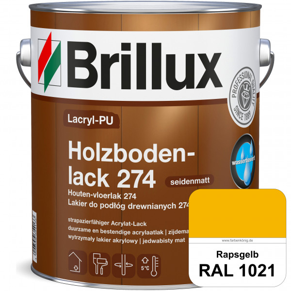 Lacryl-PU Holzbodenlack 274 (RAL 1021 Rapsgelb) hochwertige & widerstandsfähige, deckende Versiegelu