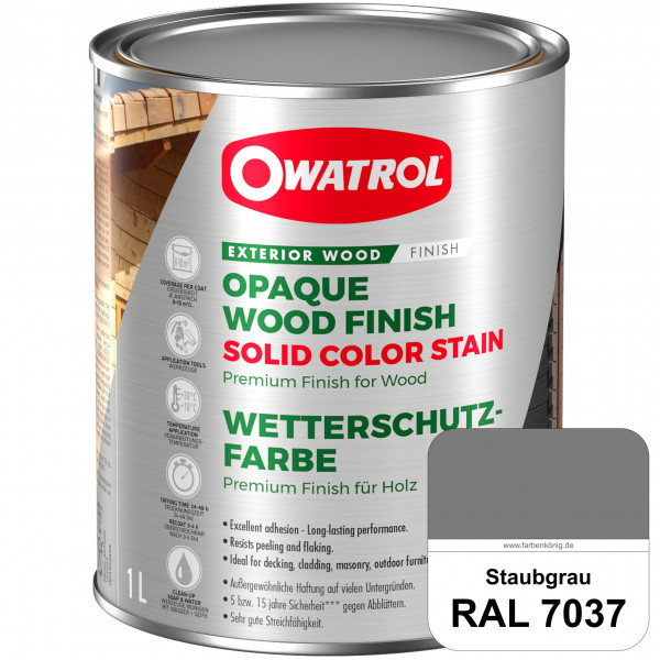 Solid Color Stain (RAL 7037 Staubgrau) deckende und matte Wetterschutzfarbe außen