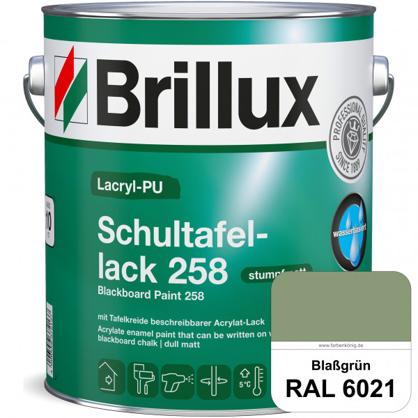 Lacryl-PU Schultafellack 258 (RAL 6021 Blassgrün) wasserbasierter und matter Schultafellack (innen)