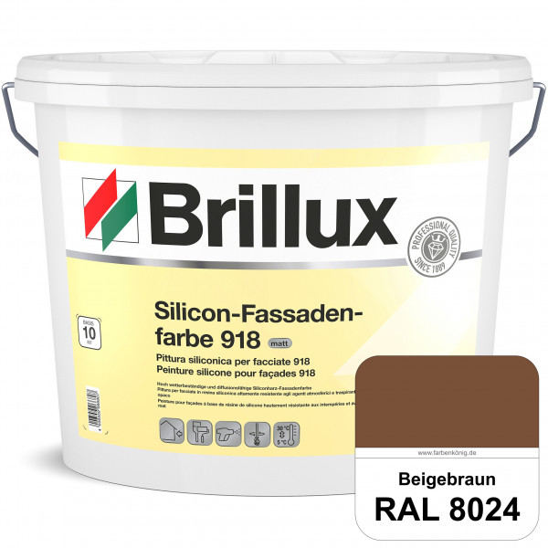 Silicon-Fassadenfarbe 918 (RAL 8024 Beigebraun) matt, hoch wetterbeständig und wasserabweisend