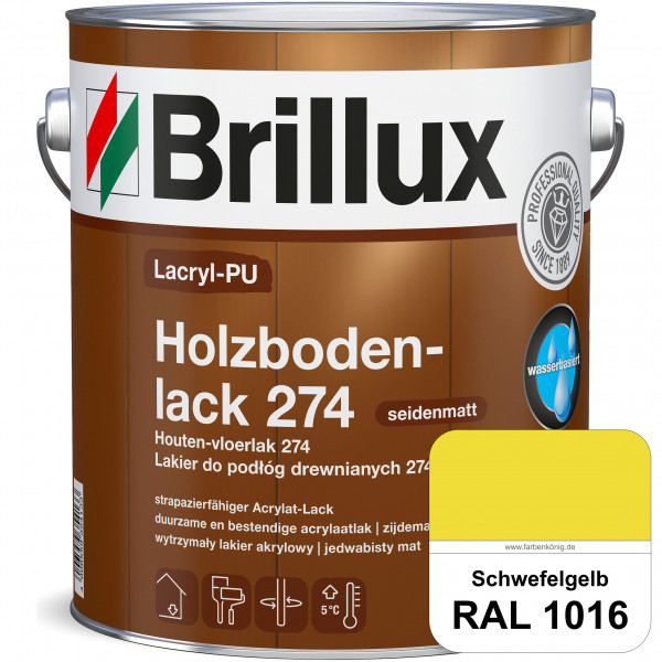 Lacryl-PU Holzbodenlack 274 (RAL 1016 Schwefelgelb) hochwertige & widerstandsfähige, deckende Versie