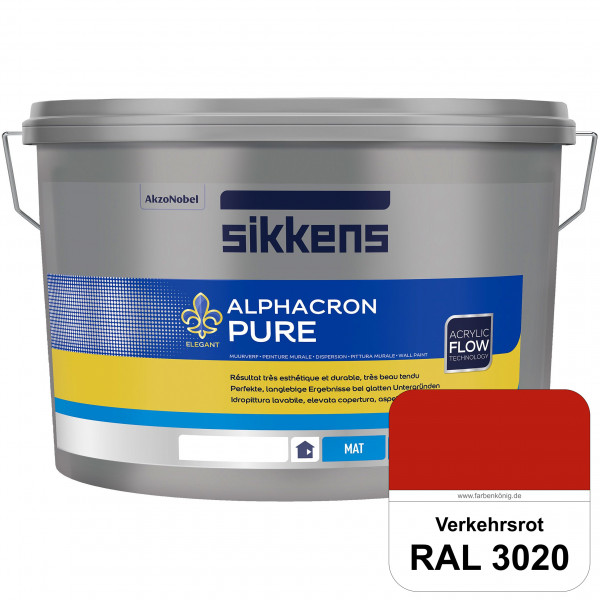 Alphacron Pure (RAL 3020 Verkehrsrot) Edelmatte & hochertige Premium Wandfarbe für glatte Untergründ